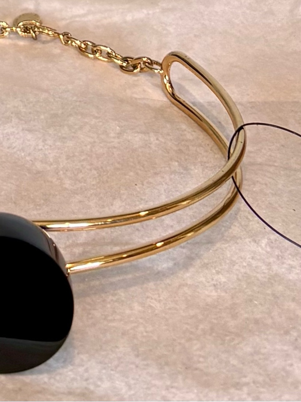 Marc by Marc Jacobs Resin Cabochon Choker Necklace, Black/Gold, One Size, BNWT